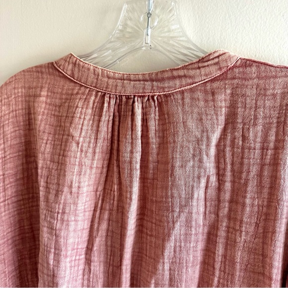 Faherty Kasey Dream Cotton Gauze Tiered Mini Dress Sunwashed Dusty Rose Size L - Picture 8 of 8